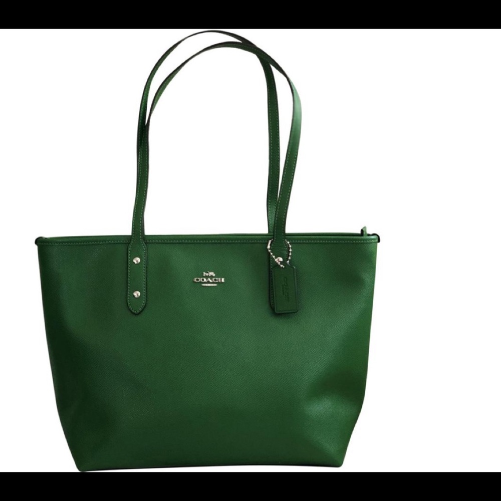 NWT Coach Large City Zip Leather Tote Kelly Green